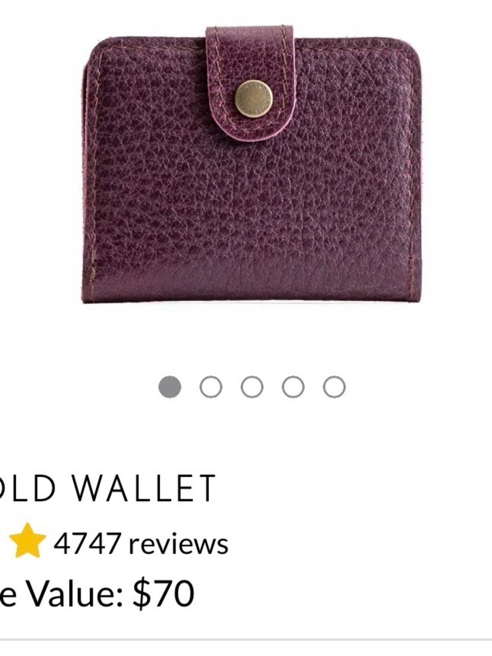 Compact Pebbled Leather Wallet in Deep Plum-NEW